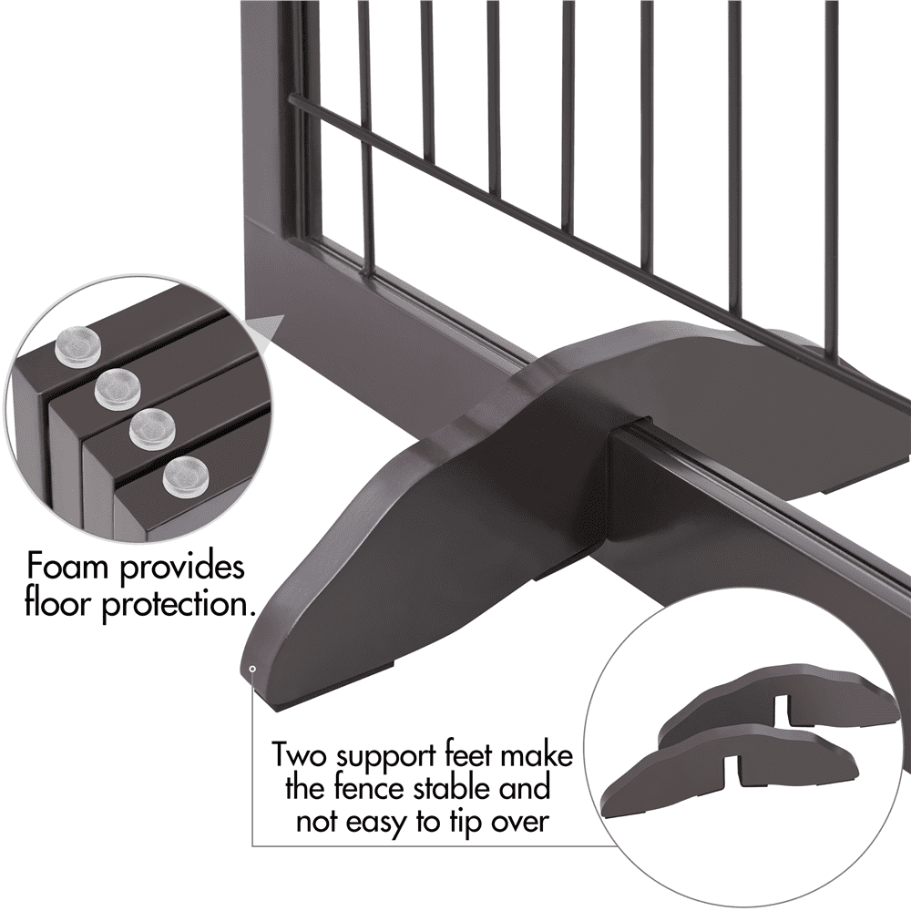 Alden Design 31.5" Height Foldable Pet Gate with 2 Support Feet, Espresso