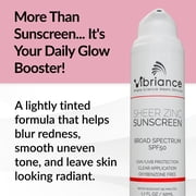 Vibriance Sheer Zinc Sunscreen - Tinted Sunscreen for Face SPF 50, Lightweight Facial Moisturizer with Niacinamide, Hyaluronic Acid - 1.7 fl oz