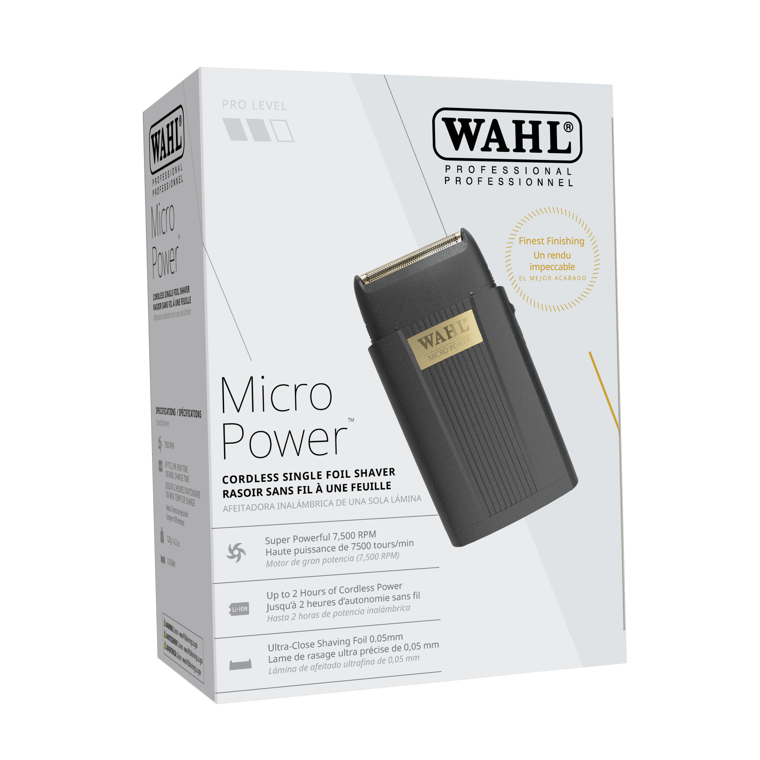 WAHL Micro Power コードレスシェーバー WAHL PROFESSIONAL, Micro Power Shaver, Cordless, USB-C, 2 Hr