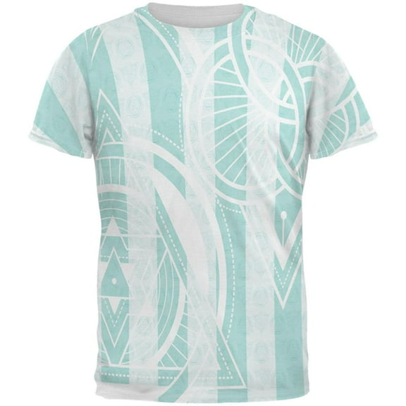 Summer Sacred Geometry Teal Stripes All Over Mens T Shirt Multi SM