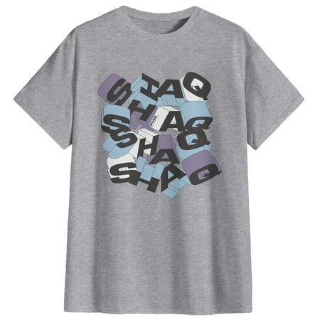 Shaquille O'Neal Stacked Logo Shaq Youth Graphic T-Shirt (Sport Grey, S-XL)