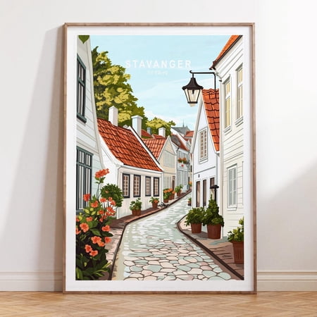 Stavanger Norway Minimalist Birthday Travel Poster Wall Art, Unframed Paper Print Size 8x12
