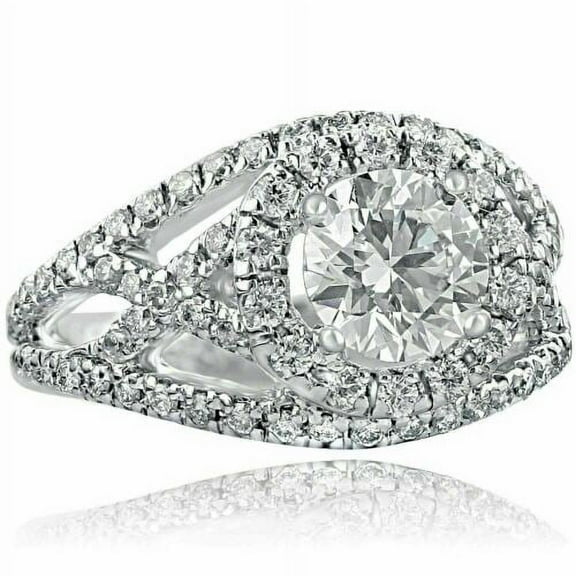 2.16CT Natural Diamond (SI1,I-J) Round Cut Halo Ring 14K White Gold Fine Jewelry for Women Gifts