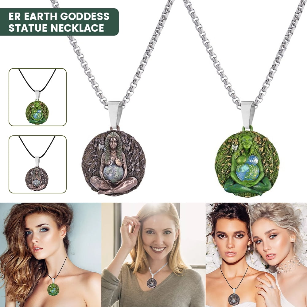 GAIA GODDESS STERLING SILVER MOTHER EARTH w/ AZURITE AMULET PENDANT 925 BL134 
