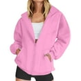 thumbnail image 2 of Women Blouses Sweatshirt Jackets with Hood Zip Womens Sweater Yoga Pullover Women Three Quarter Sleeve Sweatshirt Womens Matching Set Sweaters No Hood Neck Long Sleeve Scrub Tops Long Pink S, 2 of 6