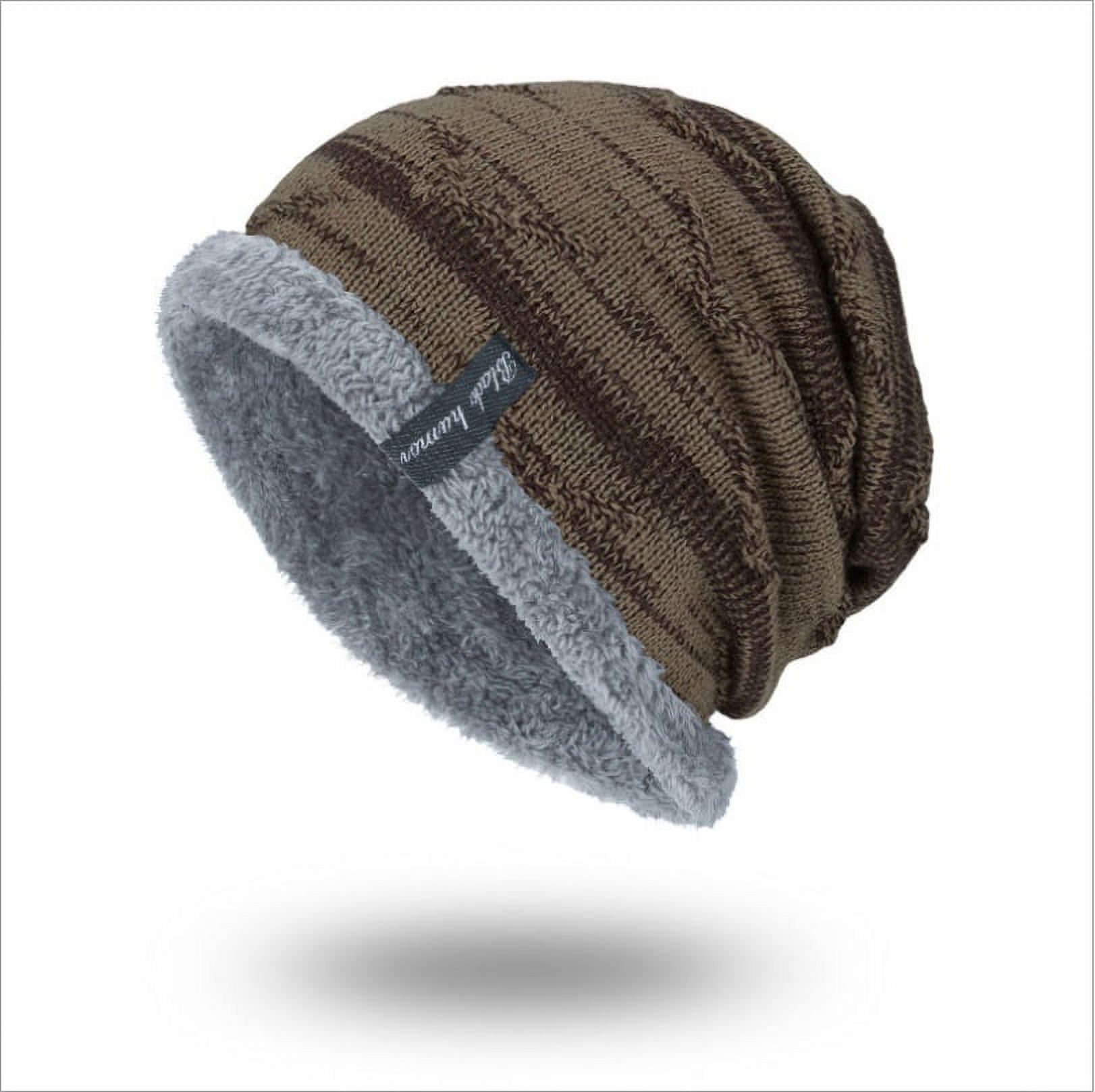 Meihuida Men Baggy Beanie Knit Hat Winter Warm Fleece Wool Cap Slouchy Skull Ski Hat - image 4 of 5