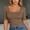 Brown, variant on Womens U-Neck Slim Fit Half Sleeve T-Shirt Soft Stretchy Basic Top Solid Color Summer Tee Tight Fit Undershirt