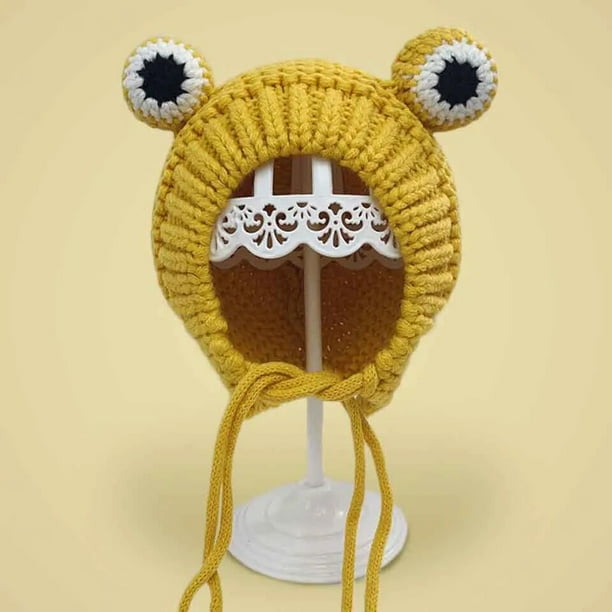 Gorros de punto de rana gruesa de felpa para niños, con pompón gorros de invierno, tejido de ganchillo grande para bebé, niño y niña, gorro de disfraz de Navidad