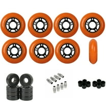 Replacement Rollerblade Inline Skate Wheels Outdoor, Ceramic Bearings, Orange 72mm 80mm Hilo