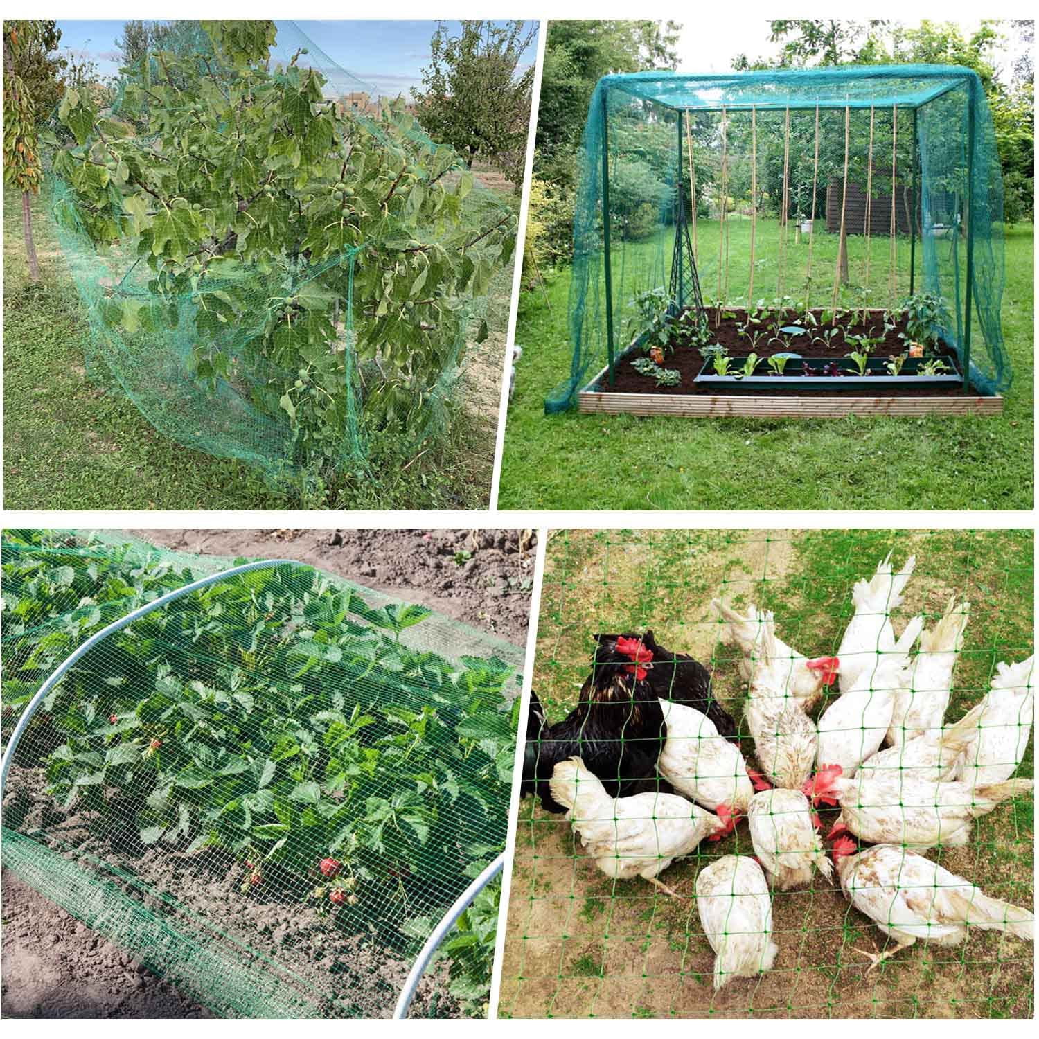 Garden Netting, 7 x 65.6 FT Bird Netting for Garden Protection, Green Deer Netting for Plants Fruit Trees Vegetables from Birds, Squirrels, Other Animals