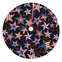 4th of July Patriotic red white blue Stars and Stripes Tree Skirt Xmas Tree Mat Christmas Tree Ornaments Decorations Holiday Party Indoor Outdoor 30"