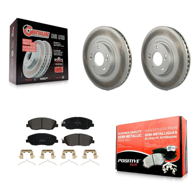 Transit Auto Front Coated Disc Brake Rotors and Semi-Metallic Pads Kit for Car Hyundai Santa Fe XL KGF-100477