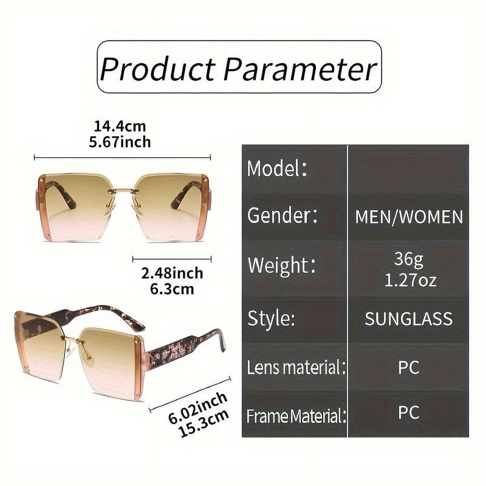 Super large frameless sunglasses Men's casual gradient color fashion anti -glare suitable for holiday beach party,Green