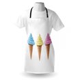 thumbnail image 4 of Dessert Apron, Cheerful Yummy Flavor Creamy Cones Vivid Toppings Photo Ice Cream Shops, Unisex Kitchen Bib with Adjustable Neck for Cooking Gardening, Adult Size, Ecru Blue, by Ambesonne, 4 of 4