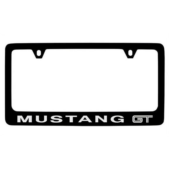 Ford Mustang GT Black Coated Metal License Plate Frame Holder