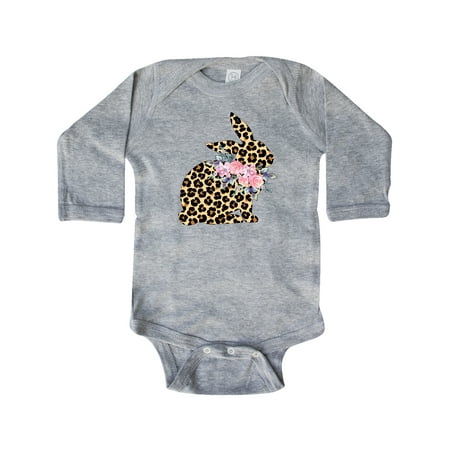 

Inktastic Leopard Print Bunny Flowers Gift Baby Boy or Baby Girl Long Sleeve Bodysuit