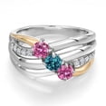 thumbnail image 3 of Gem Stone King 925 Silver and 10K Yellow Gold Pink Moissanite and London Blue Topaz and Lab Grown Diamond Engagement Ring for Women | 0.94 Cttw | Round 4MM | Birthstone | Size 6, 3 of 6