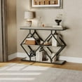 thumbnail image 3 of 3-Tier Industrial Entryway Table - Dia-mond-Shaped Metal Frame & Open Shelves, Rustic Accent Table for Hallway & Living Room, 3 of 8