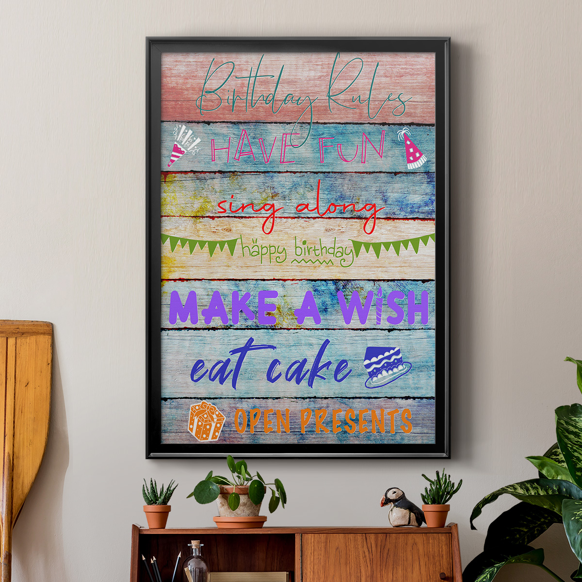 Birthday Rules Premium Framed Print - Ready to Hang