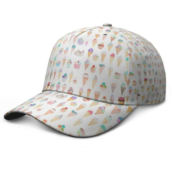 Sweet Treats Ice Cream Summer Colorful Dessert Pattern Baseball Cap – Stylish Snapback Hat for Foodies and Casual Wear
