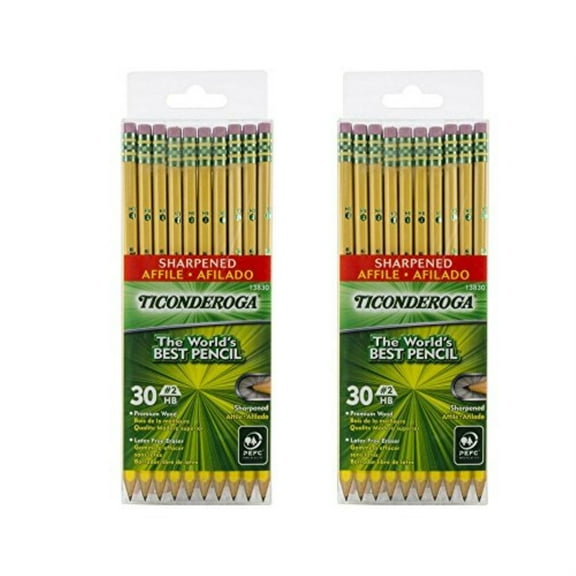 ticonderoga wood-cased graphite pencils, 2 hb soft, pre-sharpened, yellow, (60 pencils)