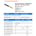 thumbnail image 2 of Rear Shock Absorber - Compatible with 2006, 2012 - 2016 Nissan Frontier 2013 2014 2015, 2 of 2