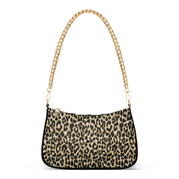 Leopard Animal Cheetah Womens Chain Shoulder Bag Tote Handbag Clutch Hobo Purse with Zipper for Travel Casual