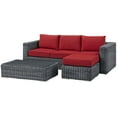 thumbnail image 3 of Modern Contemporary Urban Design Outdoor Patio Balcony Garden Furniture Lounge Sectional Sofa Set, Sunbrella Rattan Wicker, Grey Red, 3 of 7