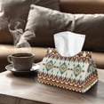 thumbnail image 4 of SEANATIVE Southwestern Aztec Tissue Box Cover PU Leather Tissue Box Holder Tribal Style Tissue Cover Rectangle Tissue Holder for Bathroom Vanity Countertop Night Stands Desk Car, 4 of 7