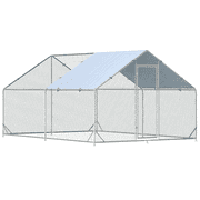 Betisef Medium Metal Chicken Coop Walk-in Poultry Cage Pen Rabbit Duck Habitat Cage Hen Run House with Waterproof&Anti-UV Cover for Outdoor Backyard Farm Use w/pointed roof (13.12’ L×9.84’ W)