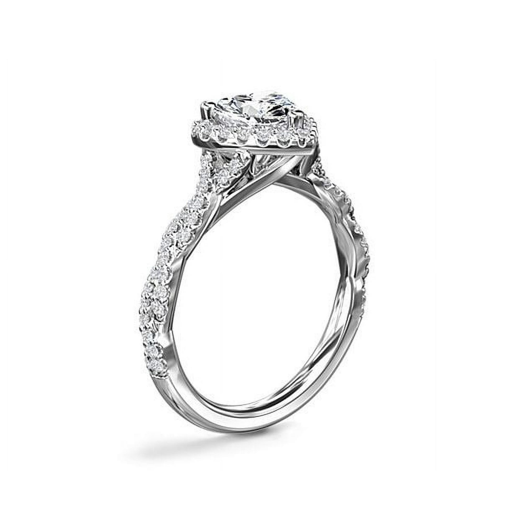 1.00 T.C.W Heart Shaped Genuine Diamond Stunning Solitaire with Accents Wedding Ring for Women Solid 14K Yellow Gold Size 3.5 Walmart