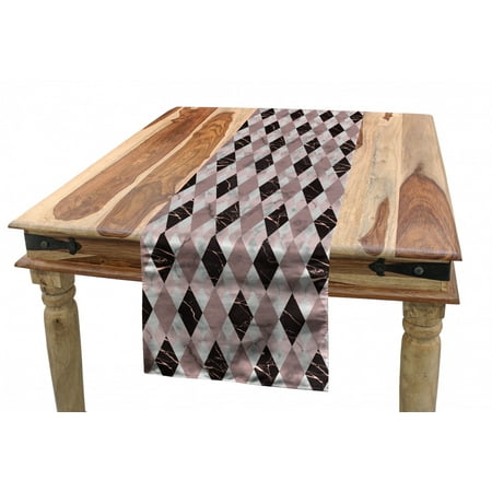 

Geometric Table Runner Marble Print Ornamental Diamond Check Rhombus Shapes in Soft Colors Dining Room Kitchen Rectangular Runner 3 Sizes by Ambesonne