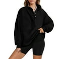 thumbnail image 4 of Crunowin Women's Sport Sweatshirts, 2025 Fall Winter Long Sleeve Half Button Pullover Top Black M, 4 of 9