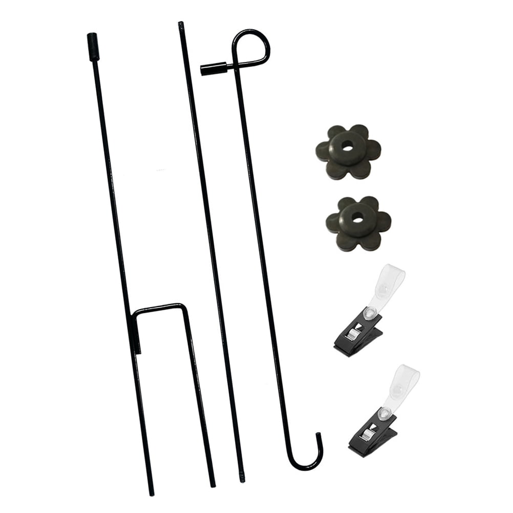 RENACLIPY Heavy Duty Black Metal Garden Flagpole Stand, Outdoor Flag Holder for Yard, Lawn, Patio - 1 Set