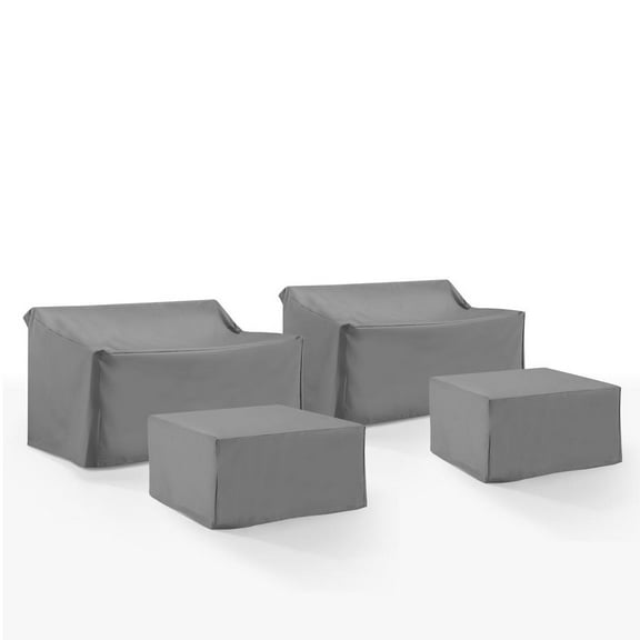 Crosley Furniture Covers 4-Piece Vinyl Outdoor Sectional Cover Set in Gray