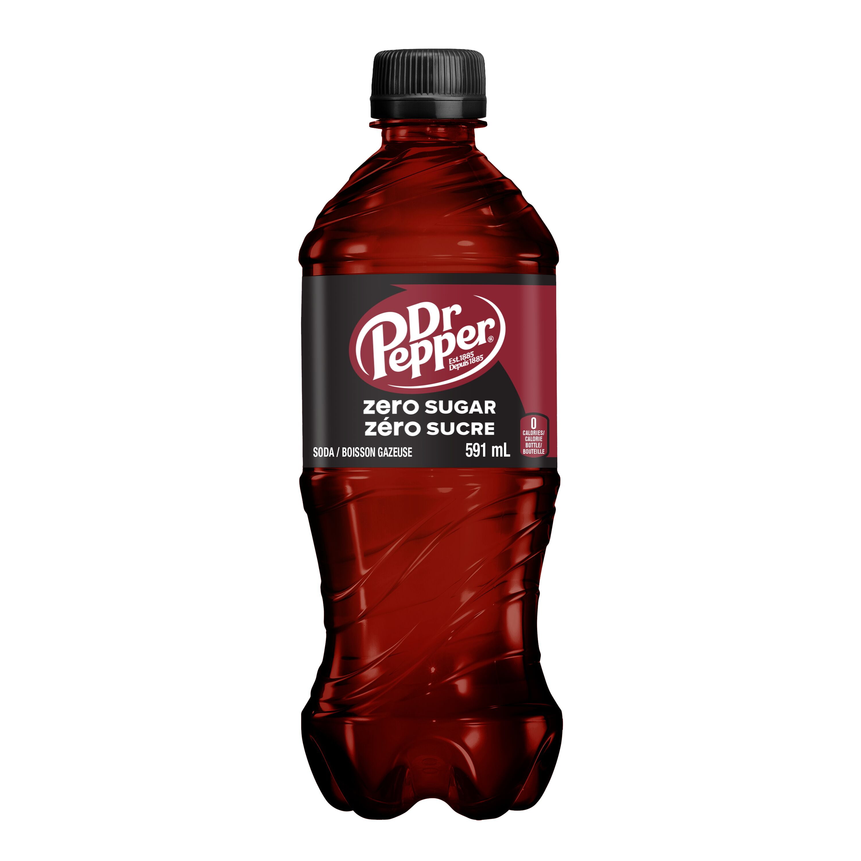 Dr Pepper Zero Sugar Soda 591 mL, Bouteille 591 mL