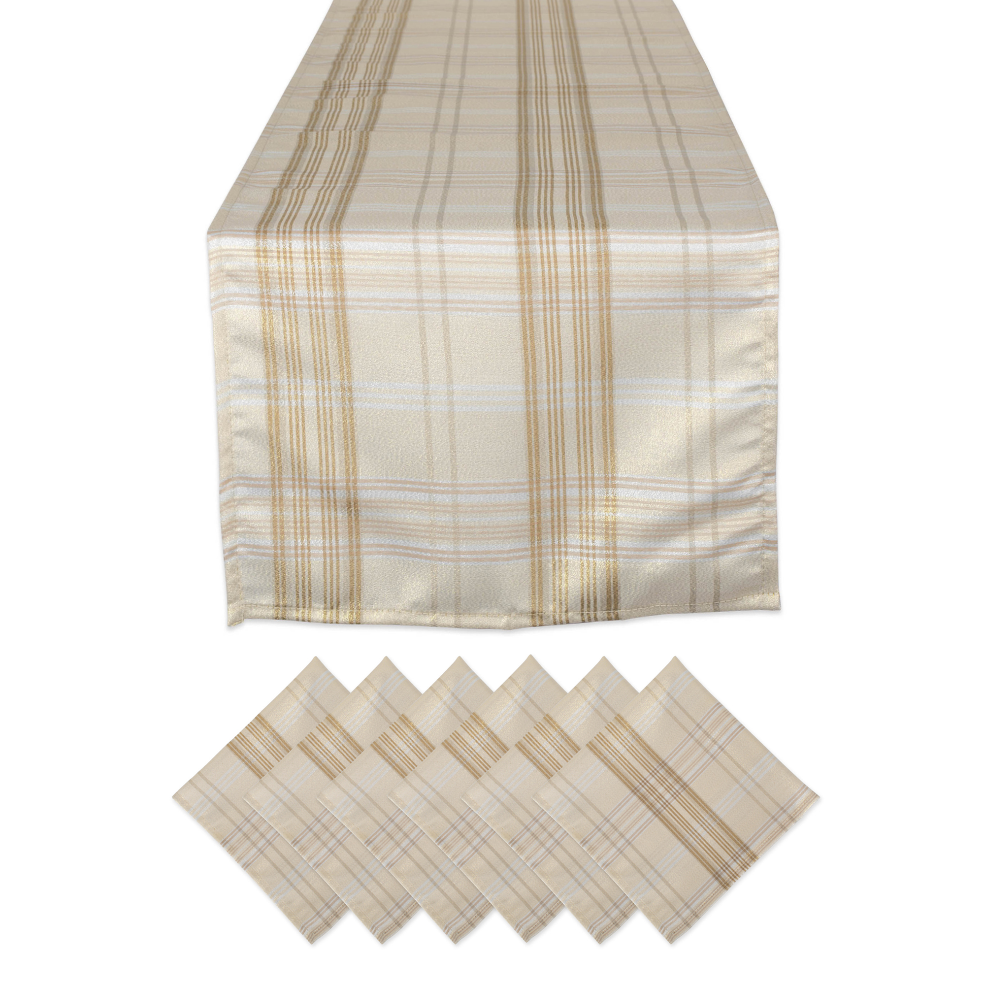 Set of 7 Christmas Beige and Brown Table Runner 72"