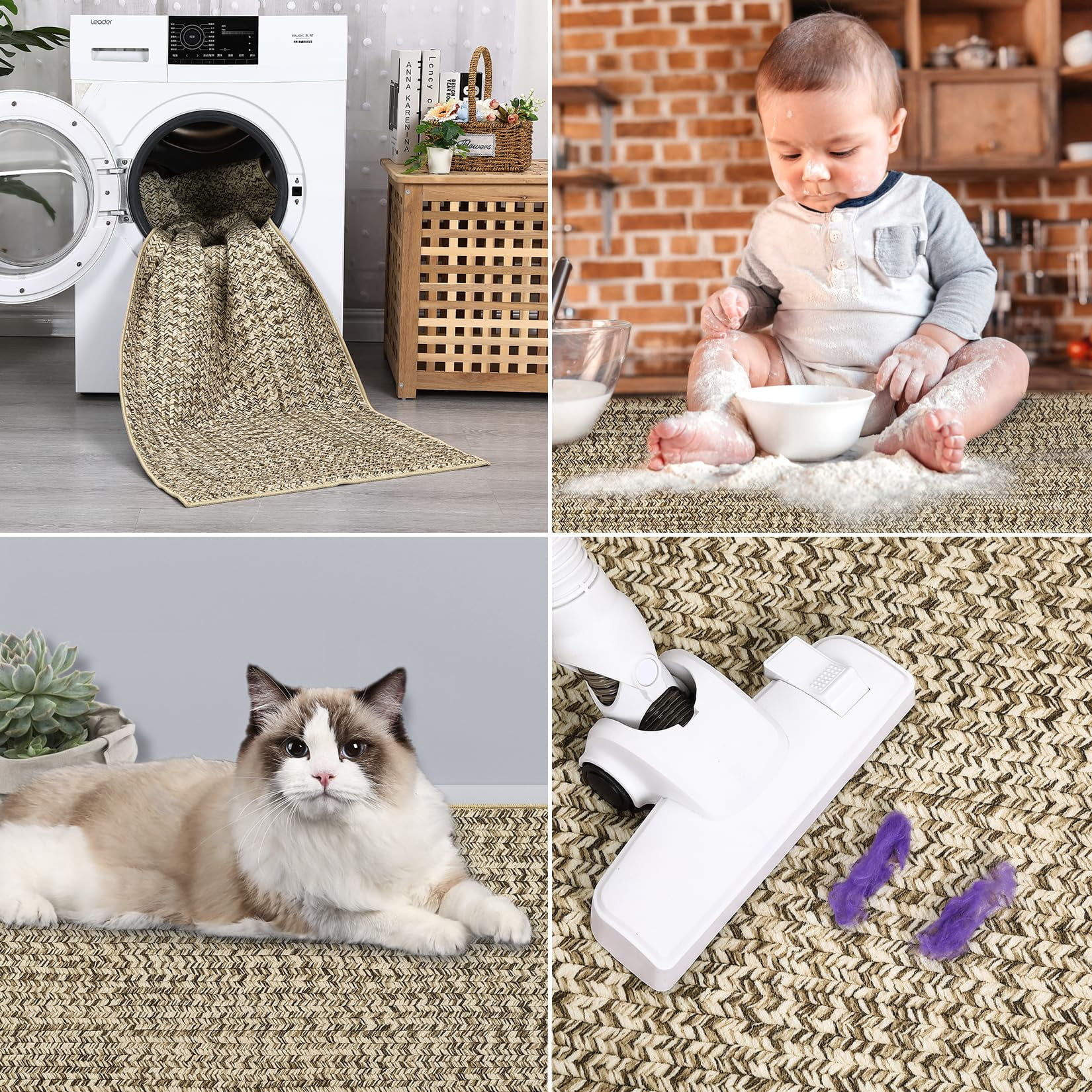 Danolapsi 8x10 Area Rug Machine Washable Rug for Living Room Print Braided Indoor Accent Rug Soft Bedroom Rug Farmhouse Large Area Rug Non Slip Throw Rugs Non Shedding Stain Resistant Carpet for Home