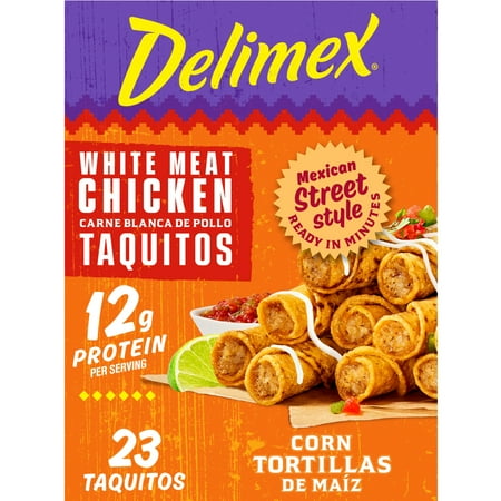 Delimex White Meat Chicken Taquitos Frozen Snacks, 23 Count Box