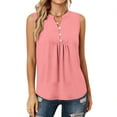thumbnail image 6 of Womens Cotton Linen Tank Tops, Sleeveless Shirts for Women Summer Casual Vintage Solid Color Ruched Button Up V Neck Dressy Blouses, 6 of 6