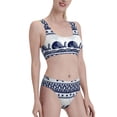 thumbnail image 2 of Daiia Sea Underwater Animals1 printed 2 piece Swimsuit Bikinis for Women High Waisted Racerback Bathing Suits Summer Tummy Control Scoop Neck Swimwear-X-Large, 2 of 8