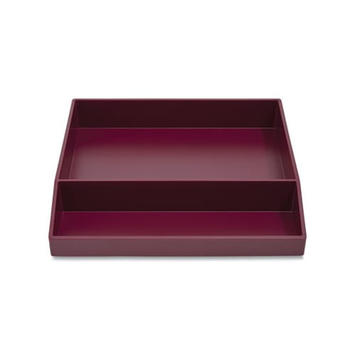 Divided Stackable Plastic Tray 2-Compartment, 9.44 x 9.84 x 1.77, Purple