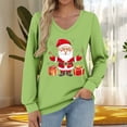 thumbnail image 6 of asdoklhq Christmas Christmas Shirts for Women Fashionable and Casual Loose Christmas V-neck Long Sleeved T-shirt Top Green M, 6 of 6