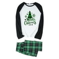 thumbnail image 4 of Family Matching Christmas Pajamas Set, Xmas Tree Letter Print Round Neck Long Sleeve Tops Plaid Long Pants for Parents Kids, 4 of 6