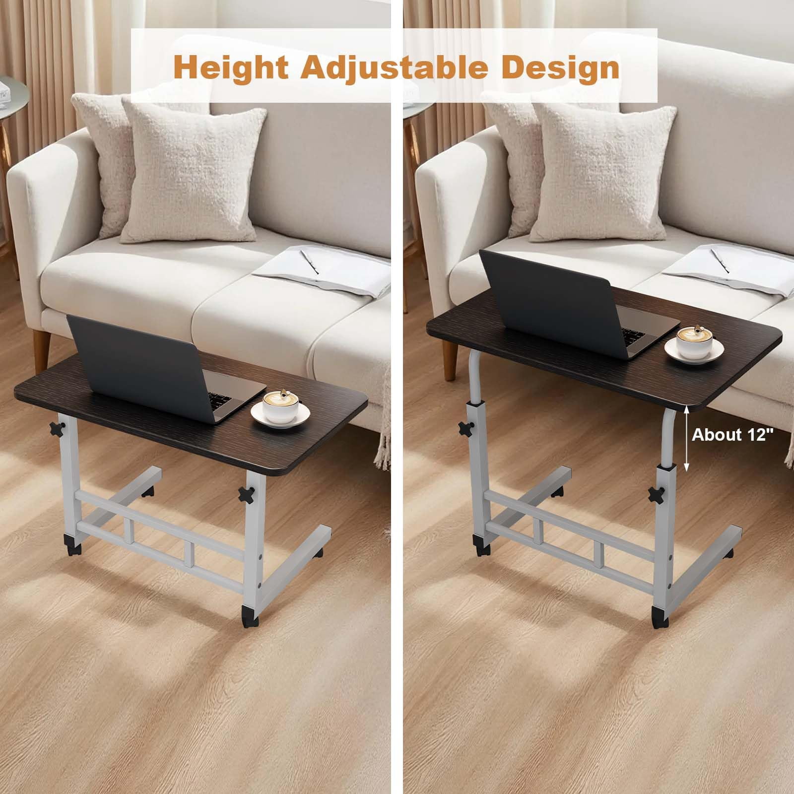 Garderth Standing Desk With Wheels,Stand up Desk Adjustable Height,Small Rolling Computer Desk,Portable Laptop Table For Home Office Study Bedroom