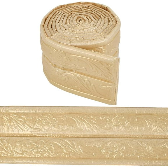 Molding Trim Gold Peel and Stick 90.5x3.46In Vintage 3D Printing Self Adhesive Flexible XPE Wallpaper Border Wall Edging Foam for Baseboard Mirror Border Wall Lines Hotel DIY Decor