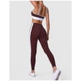 thumbnail image 4 of PISONIC Women 2 Piece Workout Sets Color Block Sports Bra High Waist Tummy Control Active Leggings Yoga Outfit Set, 4 of 7