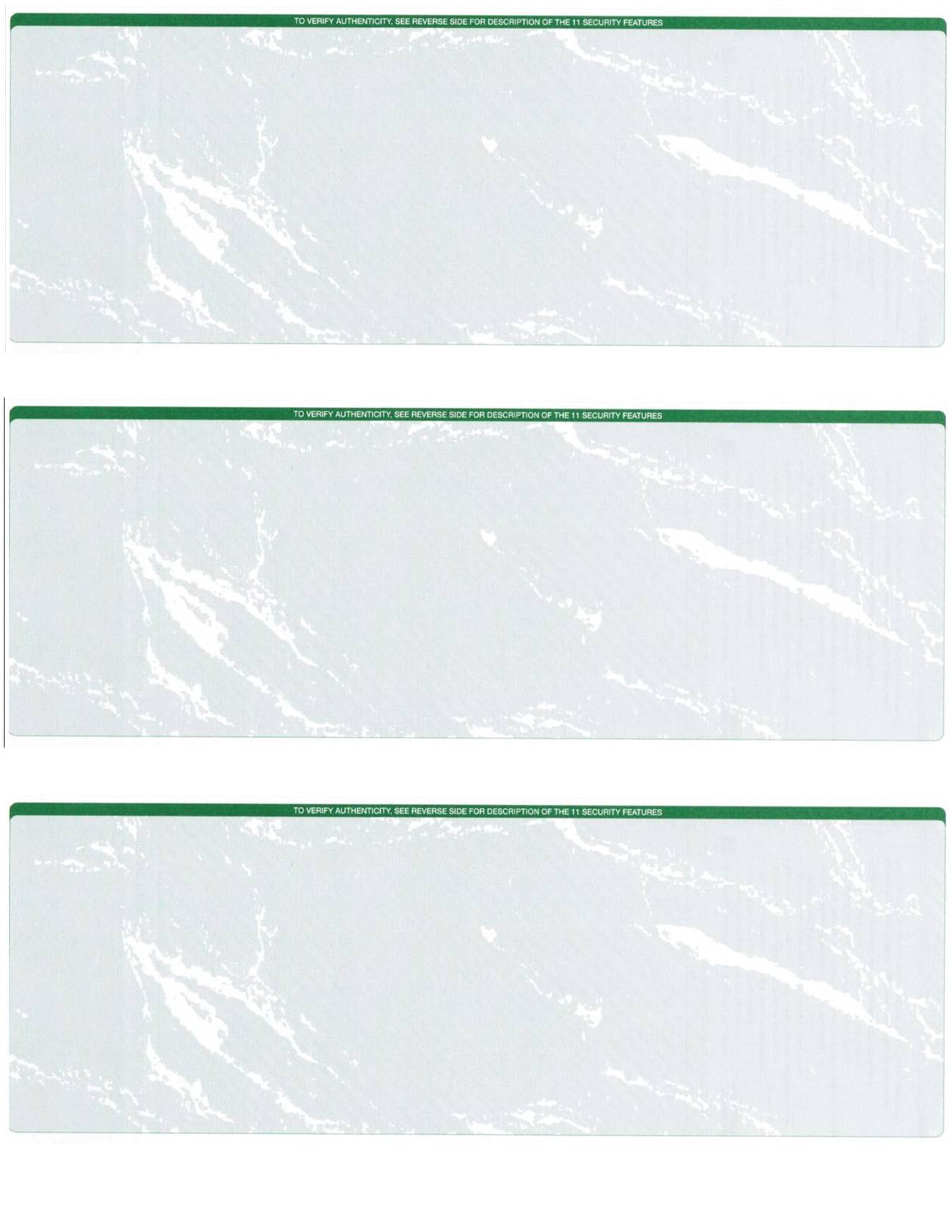 250 Blank Check Stock Paper Check on Top Green Marble 