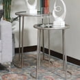 thumbnail image 2 of Urban Trends Collection 94197 Metal Round Table- Distressed Metal Finish Champagne- Set of Two, 2 of 2