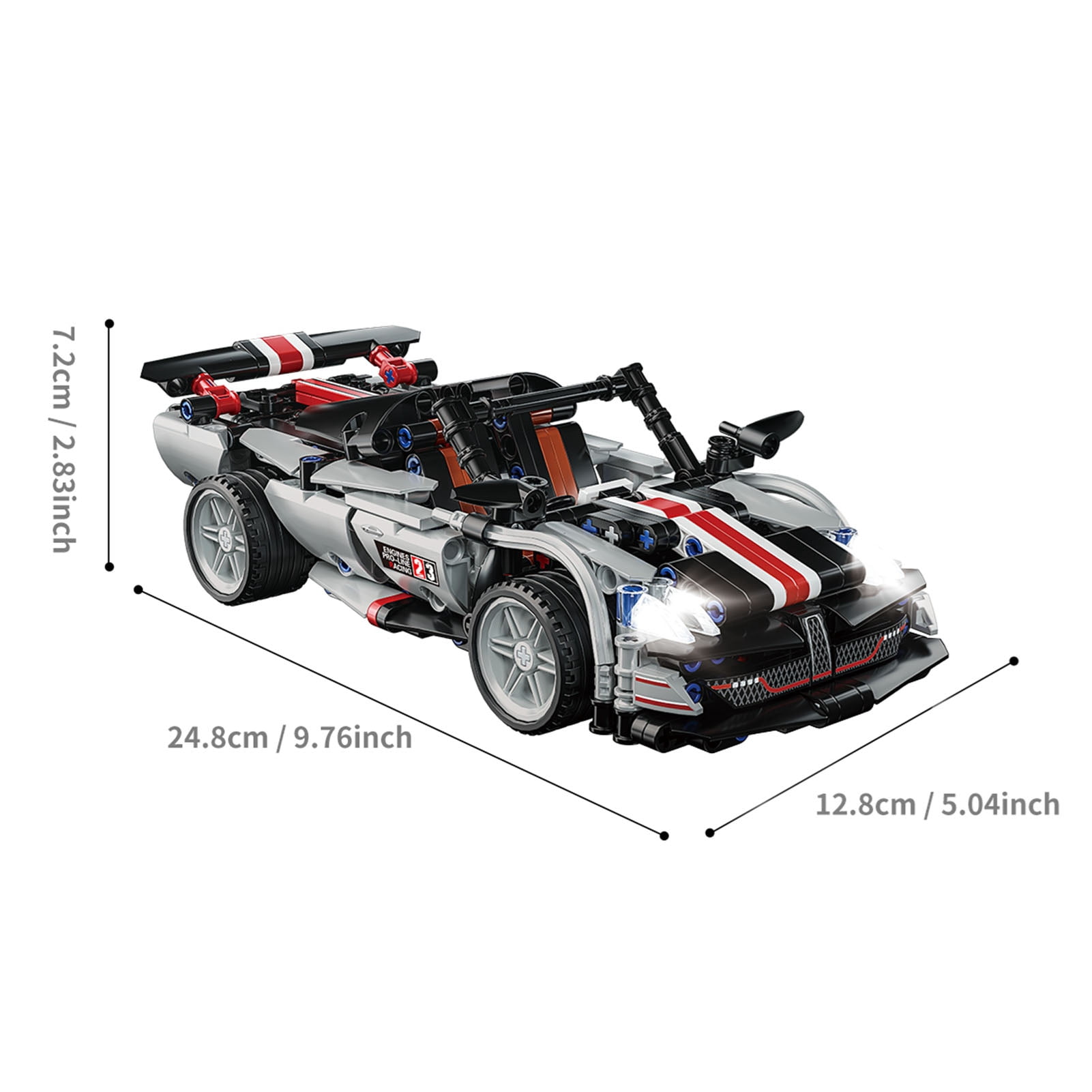 Cacagoo 520 PCS 1:18 Sports Car Building Blocks, DIY Vehicle Model Car, Cool Race Car Brick Kit with Light & Openable Door